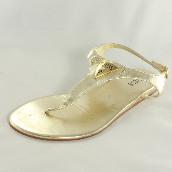 Guess Shoes - GUESS Gold Carmela T-Strap Sandals